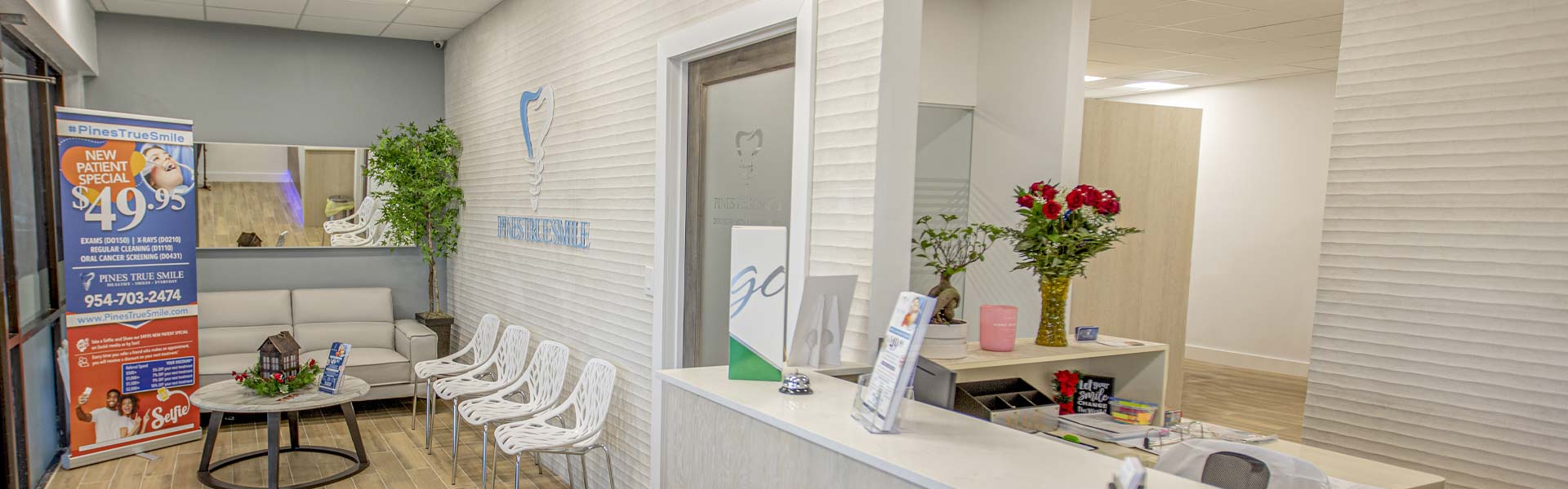 Waiting room at Pines True Smile dental office in Pembroke Pines